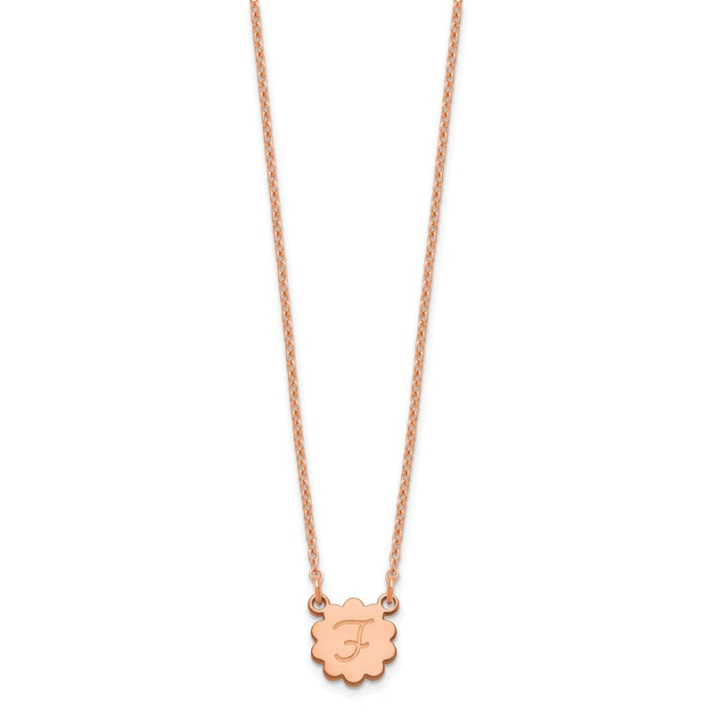 Rose Plated Sterling Silver/Rose Initial Flower Necklace