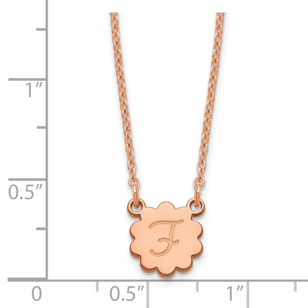 Rose Plated Sterling Silver/Rose Initial Flower Necklace