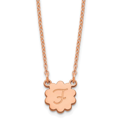 Rose Plated Sterling Silver/Rose Initial Flower Necklace
