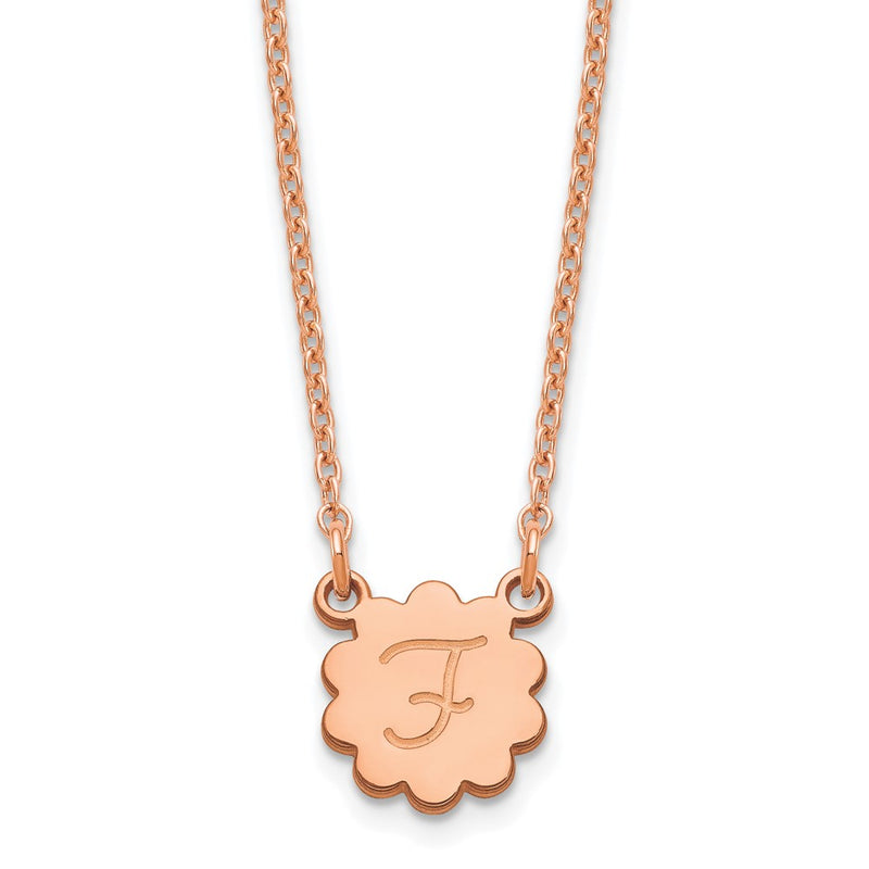 Rose Plated Sterling Silver/Rose Initial Flower Necklace