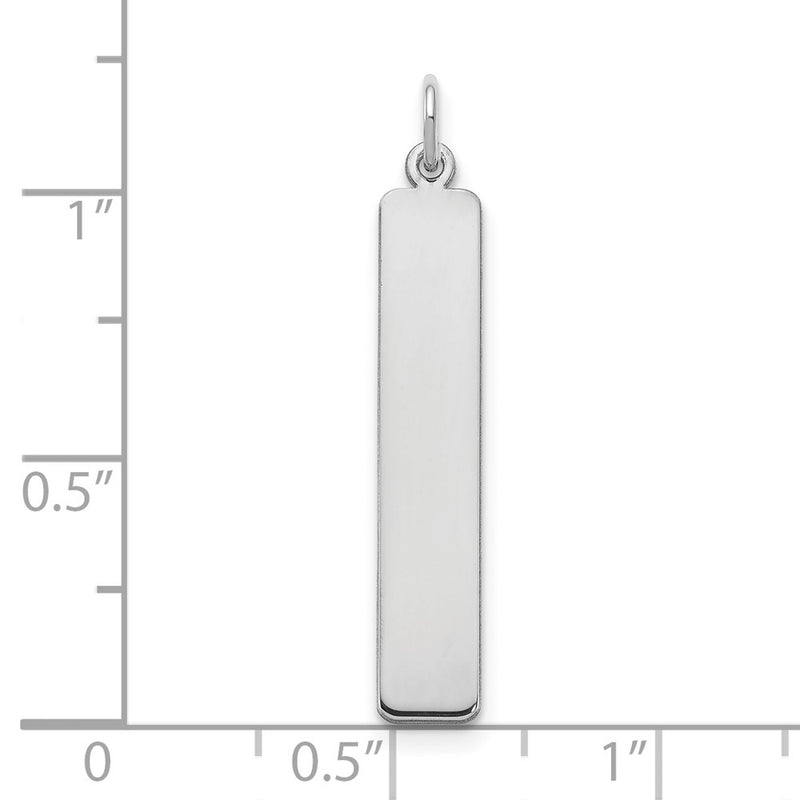 Sterling Silver Silver/Rhodium Plated Large Blank Bar Charm