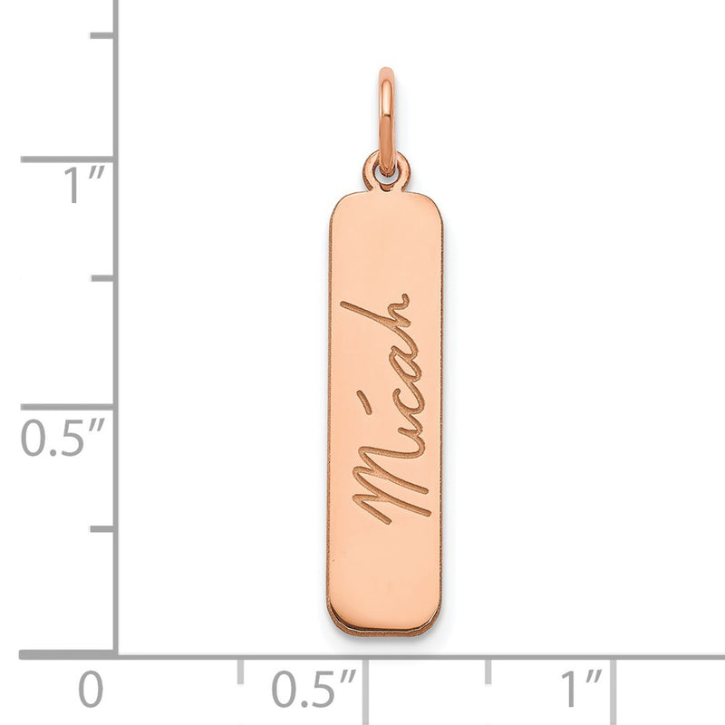 Rose Plated Sterling Silver/Rose Signature Bar Charm