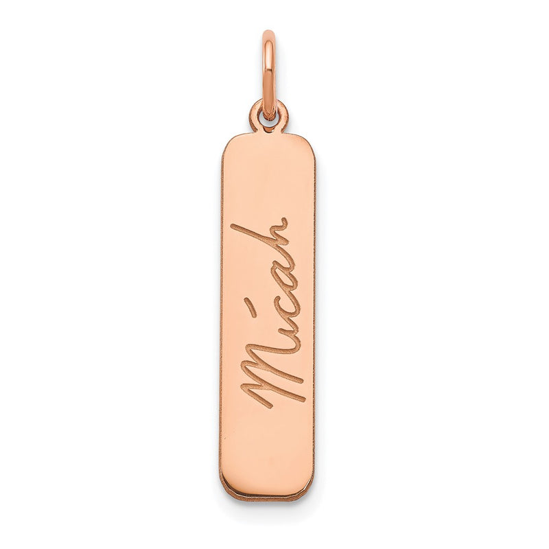 Rose Plated Sterling Silver/Rose Signature Bar Charm