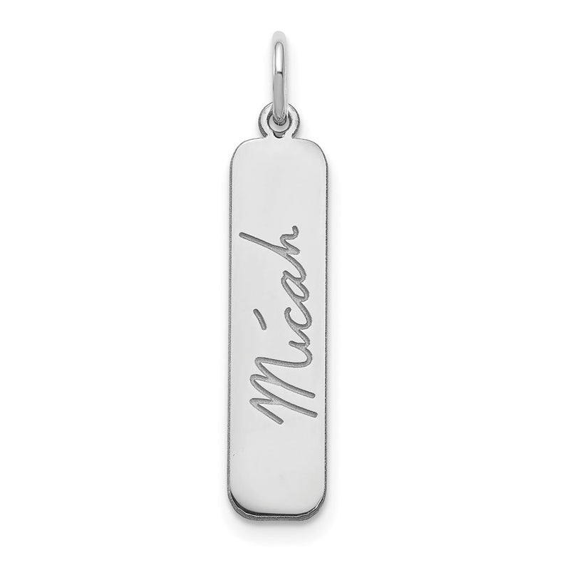 Sterling Silver Silver/Rhodium Plated Signature Bar Charm