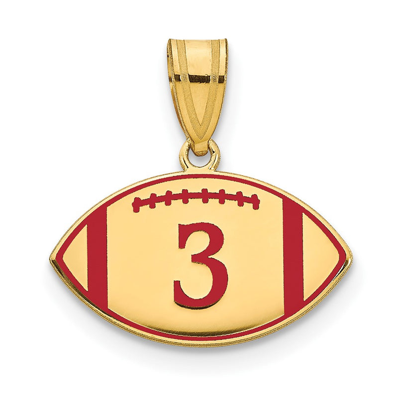 Gold Plated Sterling Silver/Gold Personalized Football Epoxy Pendant