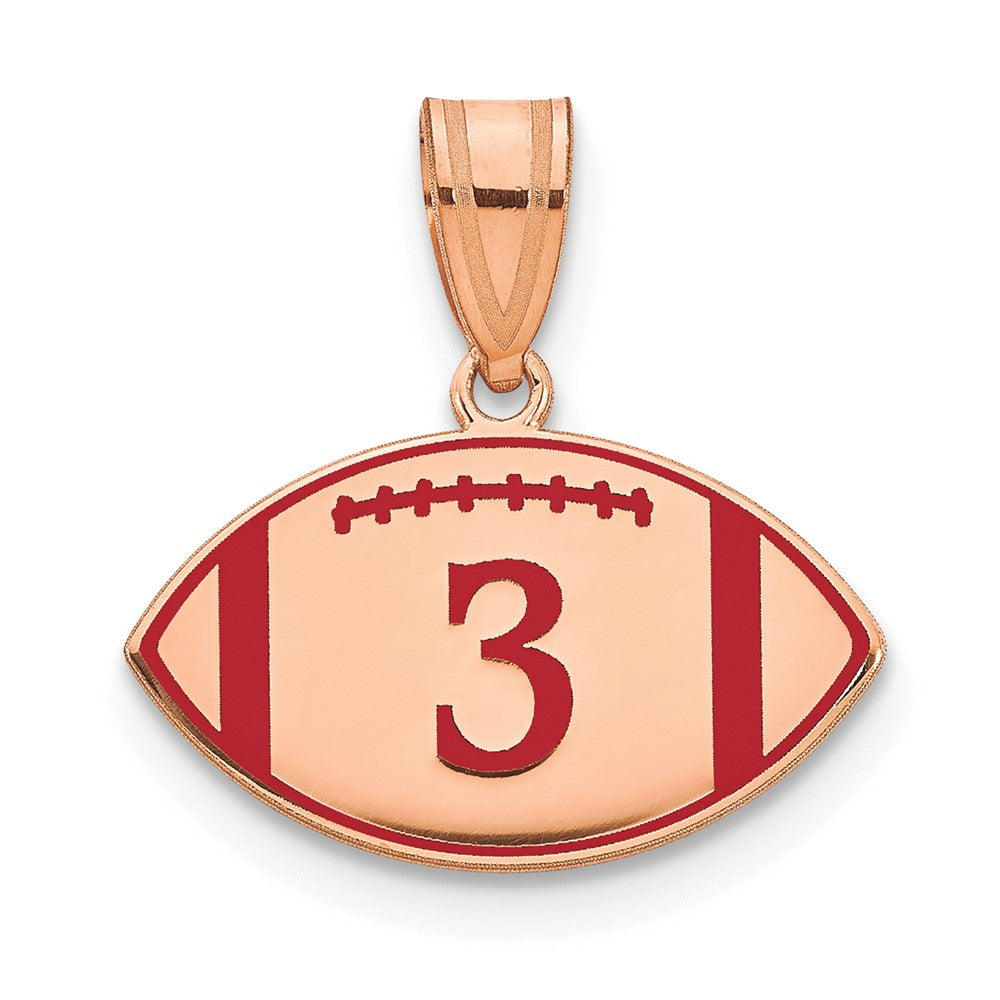 Rose Plated Sterling Silver/Rose Personalized Football Epoxy Pendant
