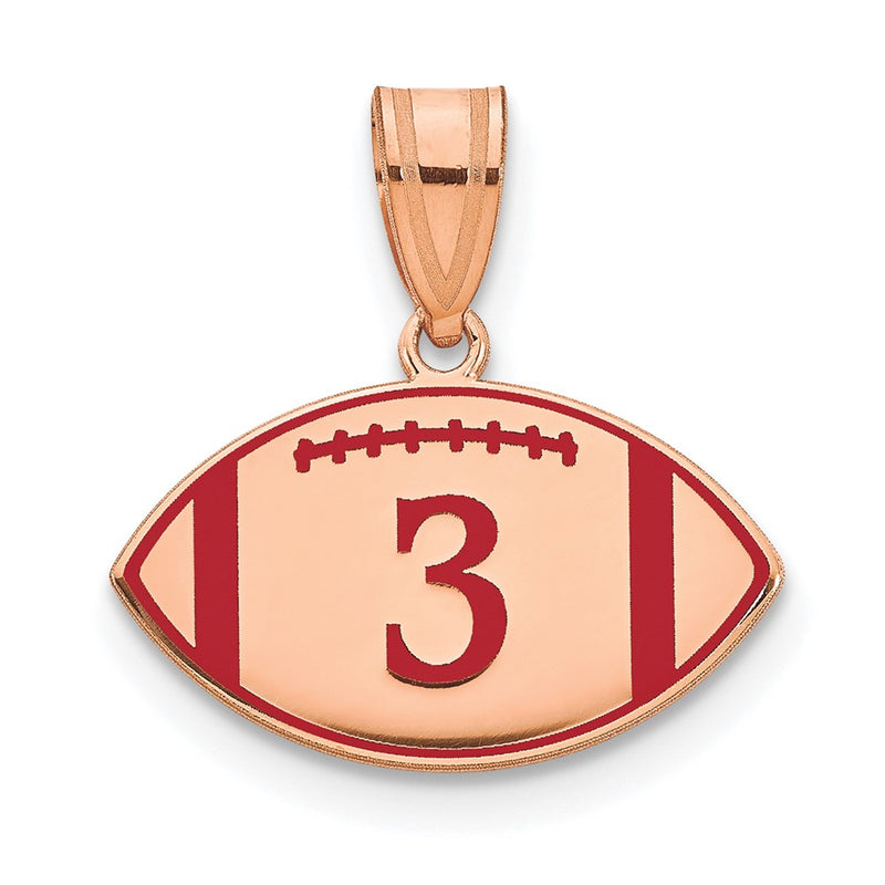 Rose Plated Sterling Silver/Rose Personalized Football Epoxy Pendant