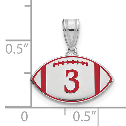 Sterling Silver Rhodium Plated Personalized Football Epoxy Pendant