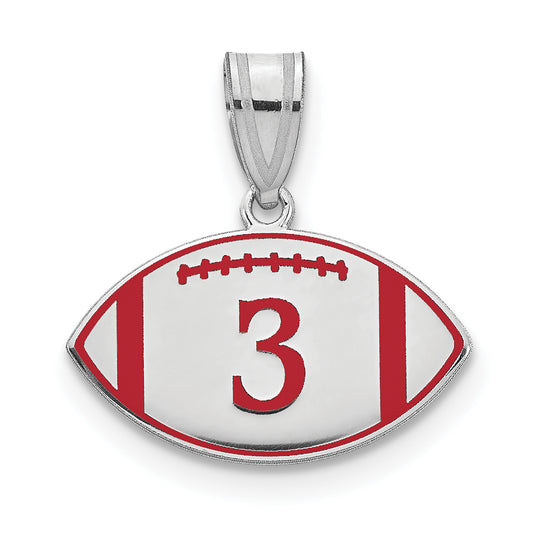 14K White Gold Personalized Football Epoxy Pendant