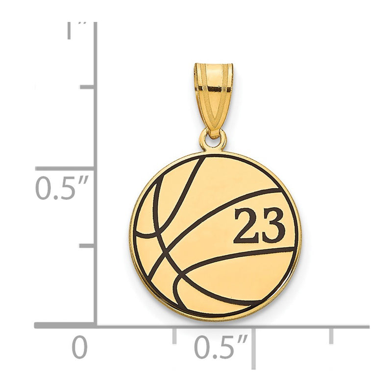 Gold Plated Sterling Silver/Gold Basketball Epoxy Pendant