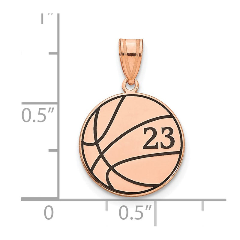 Rose Plated Sterling Silver/Rose Basketball Epoxy Pendant