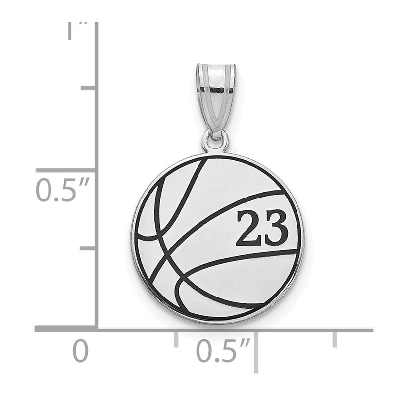 14K White Gold Personalized Basketball Epoxy Pendant