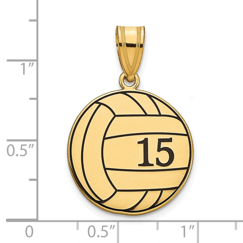 Gold Plated Sterling Silver/Gold Personalized Volleyball With Enameled Pendant