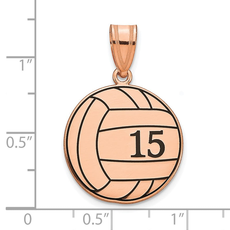 Rose Plated Sterling Silver/Rose Personalized Volleyball With Enameled Pendant