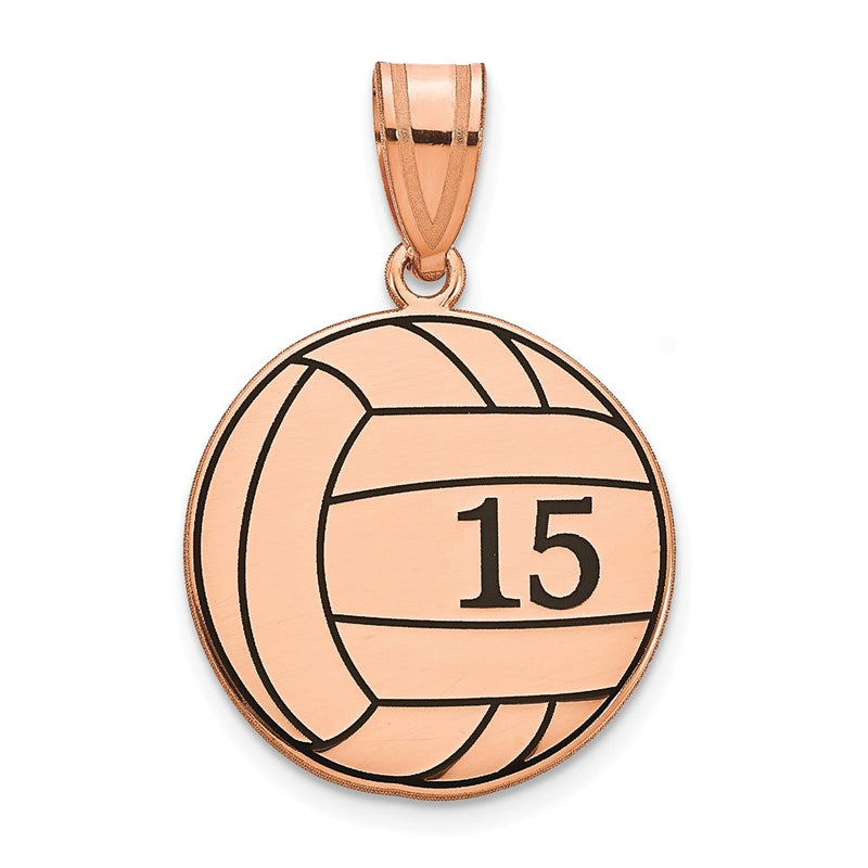 Rose Plated Sterling Silver/Rose Personalized Volleyball With Enameled Pendant