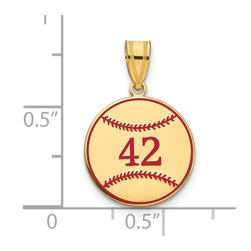 14K Yellow Gold Personalized Baseball Epoxy Pendant