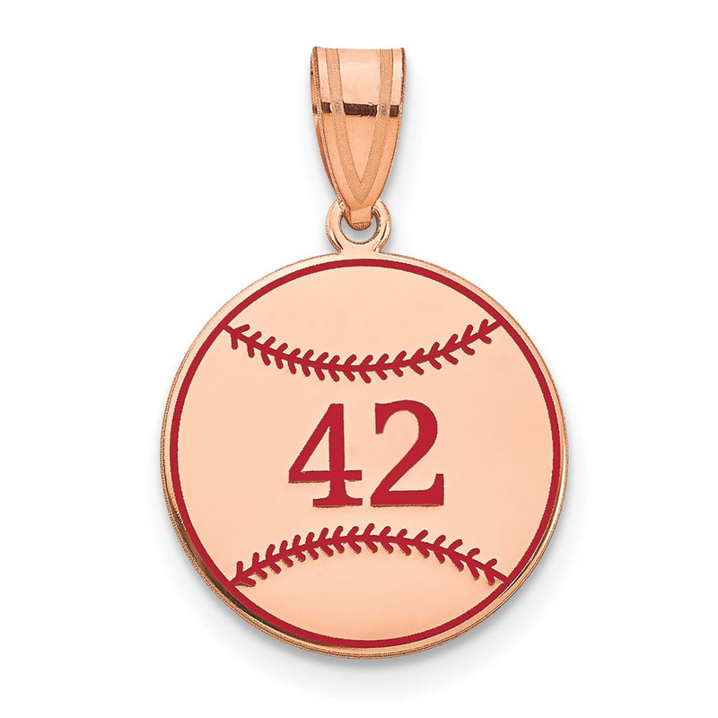 Rose Plated Sterling Silver/Rose Gold Personalized Baseball Epoxy Pendant