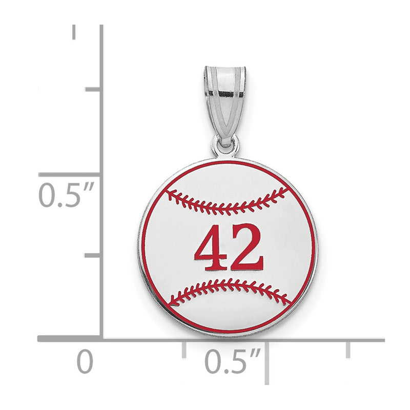 14K White Gold Personalized Baseball Epoxy Pendant