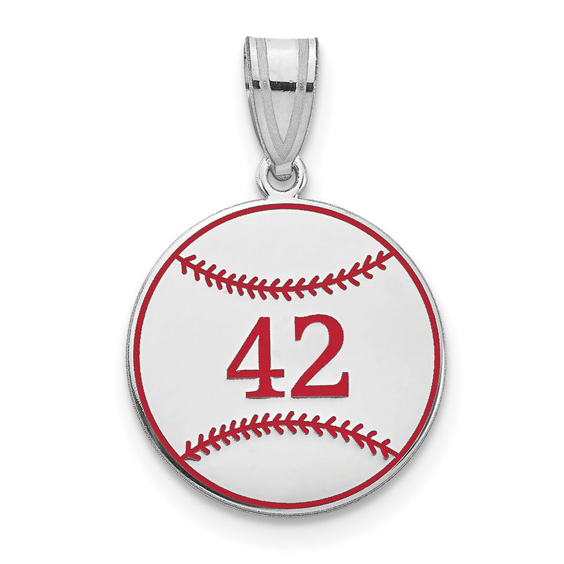 14K White Gold Personalized Baseball Epoxy Pendant