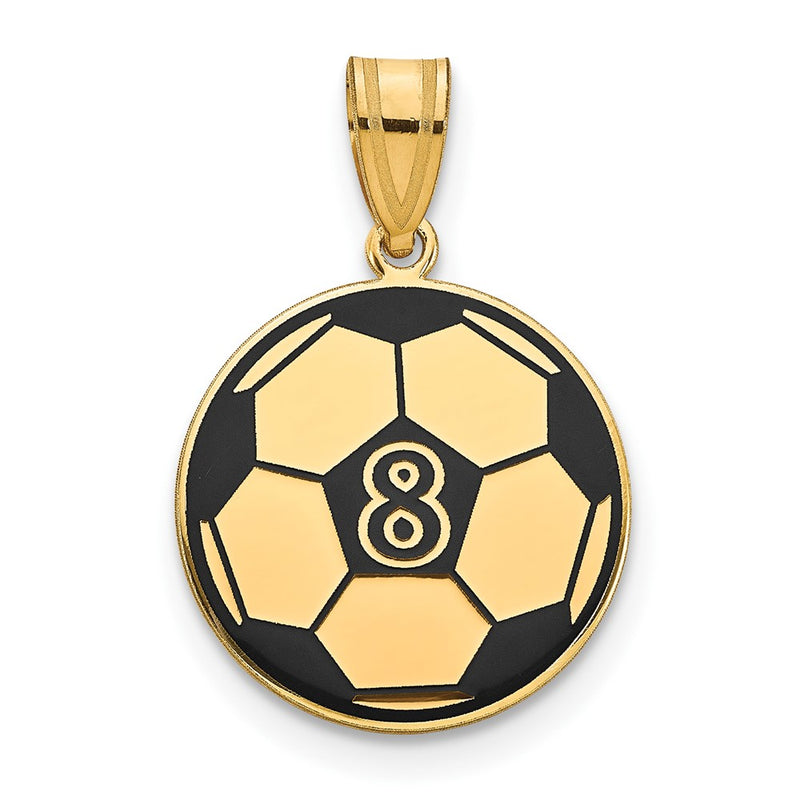 Gold Plated Sterling Silver/Gold Personalized Soccer Ball Epoxy Pendant