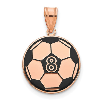 Rose Plated Sterling Silver/Rose Personalized Soccer Ball Epoxy Pendant