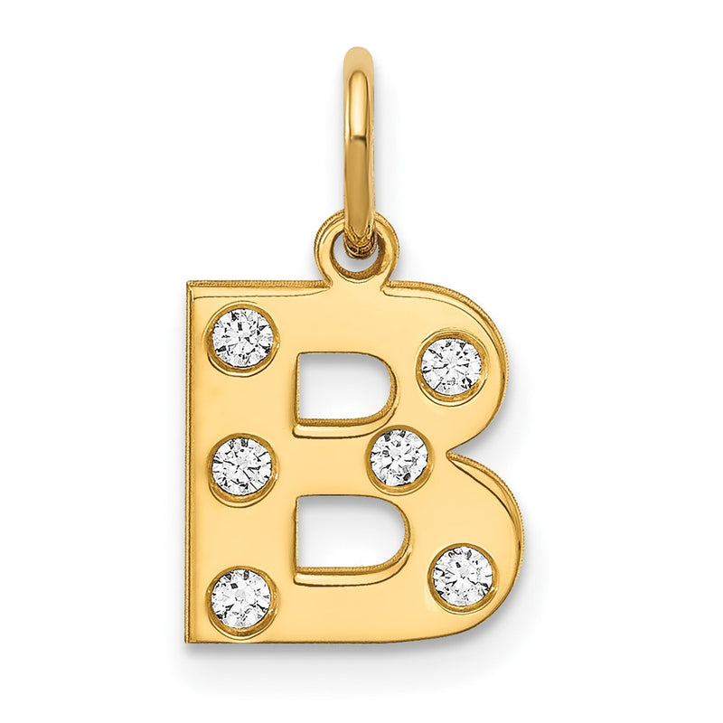 Gold Plated Sterling Silver/Gold Initial With Diamonds Charm