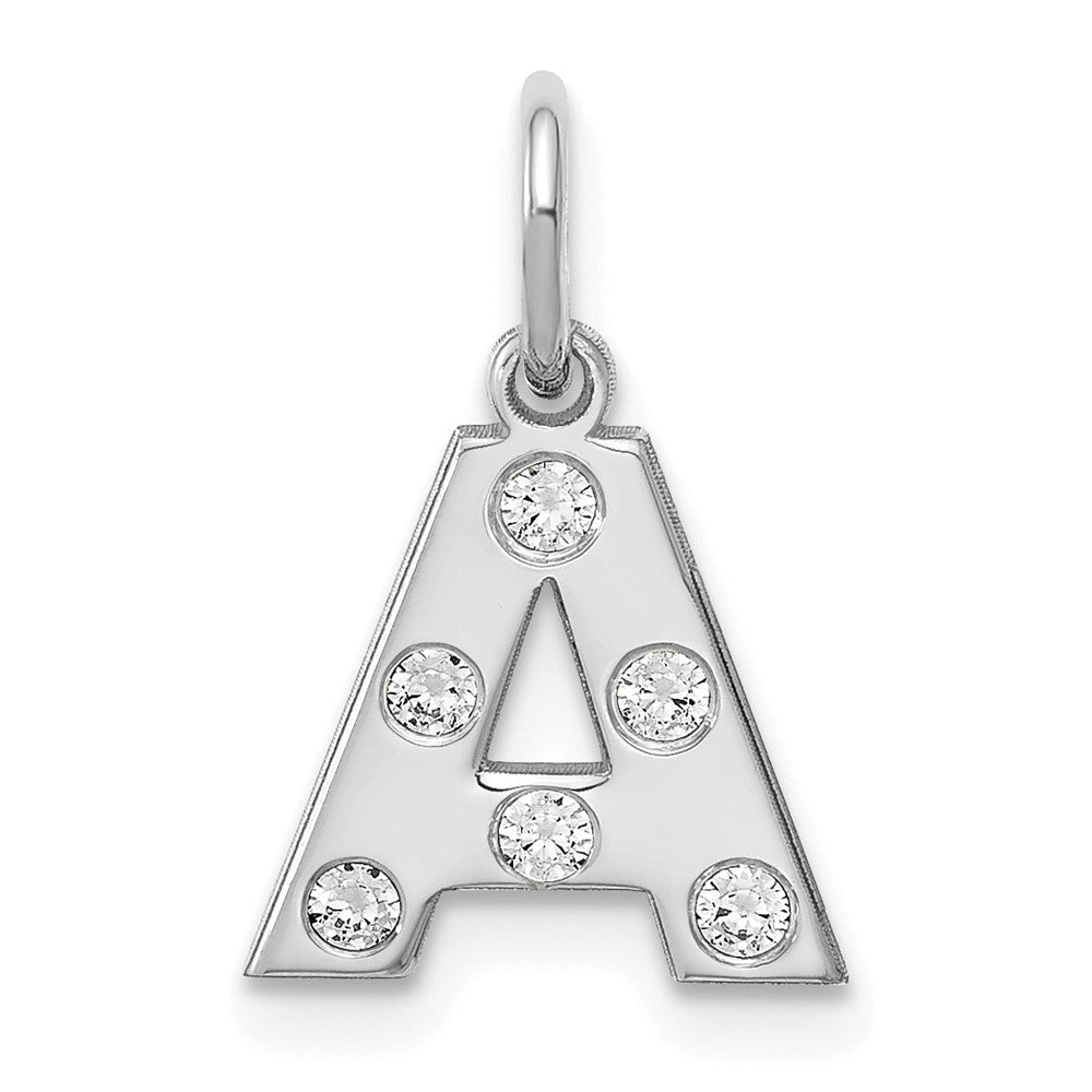 Sterling Silver Silver/Rhodium Plated Initial With Diamonds Charm