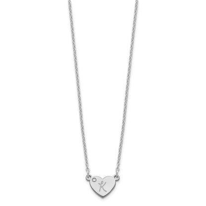 Sterling Silver Silver/Rhodium Plated Initial Heart With Diamond Necklace