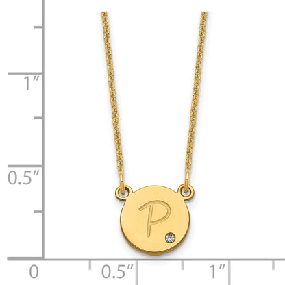 14K Yellow Gold Round Initial With Diamond Necklace