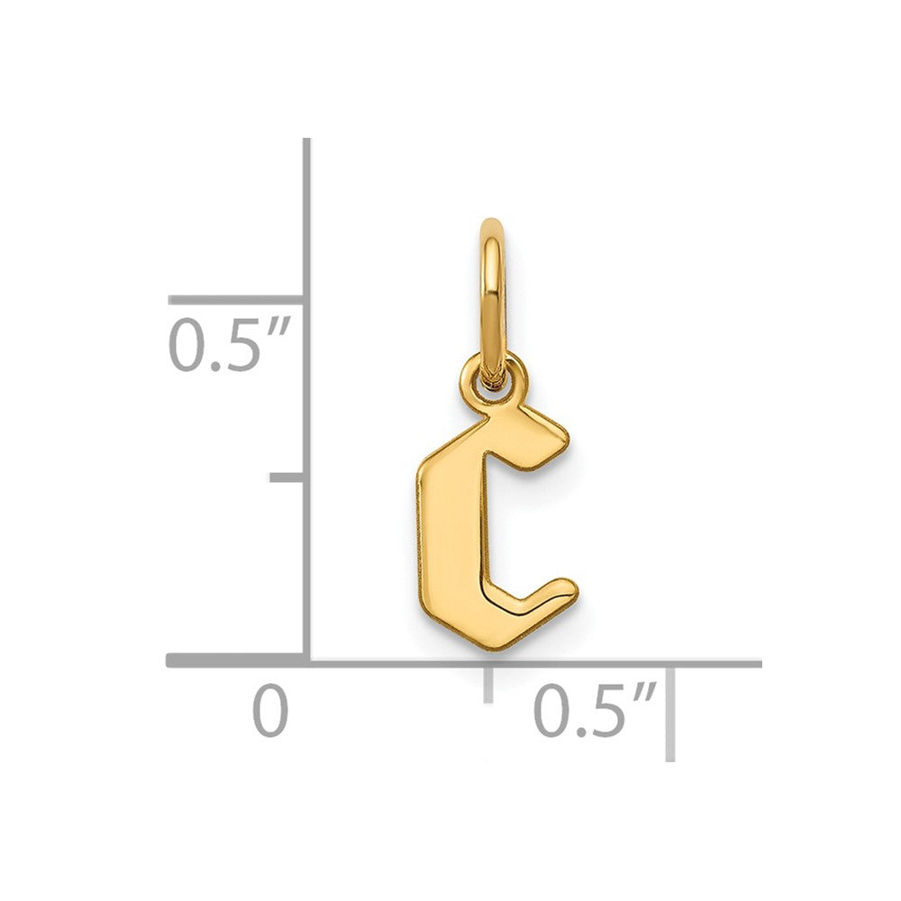 14k Yellow Gold 14KY Lower case Letter C Initial Pendant