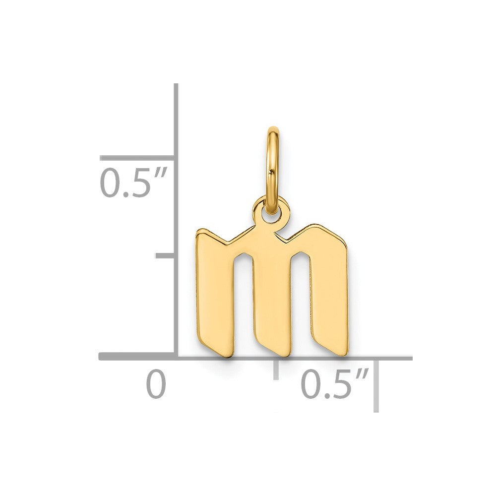 14k Yellow Gold 14ky Lowercase Letter M Initial Pendant