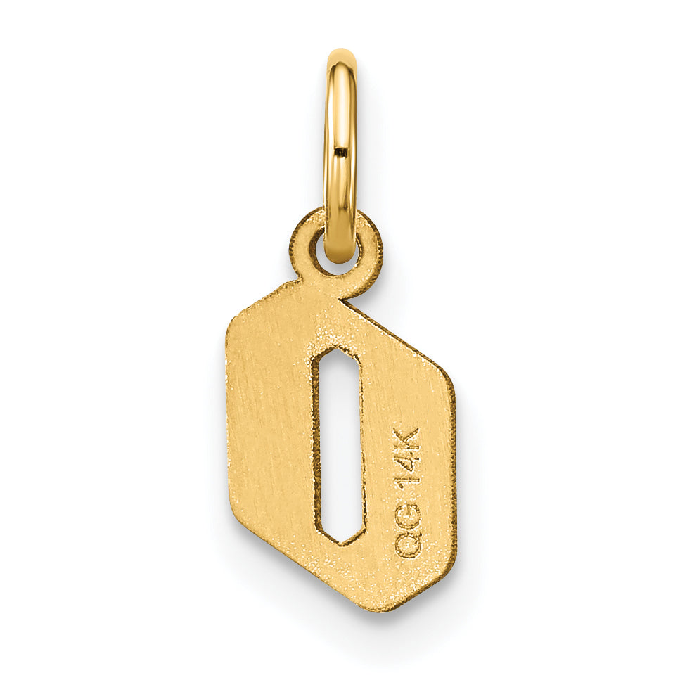 14k Yellow Gold 14ky Lowercase Letter O Initial Pendant