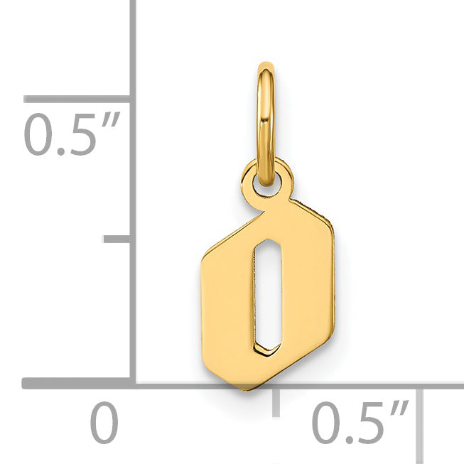14k Yellow Gold 14ky Lowercase Letter O Initial Pendant