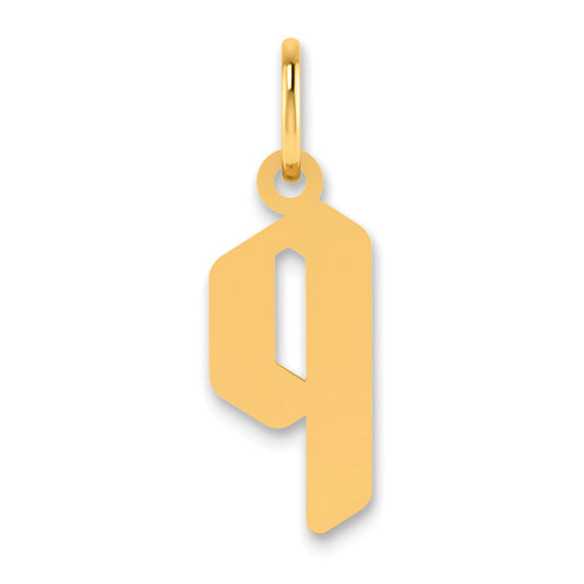 14K Yellow Gold 14Ky Lowercase Letter Q Initial Pendant