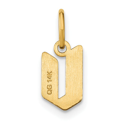 14k Yellow Gold 14ky Lowercase Letter V Initial Pendant