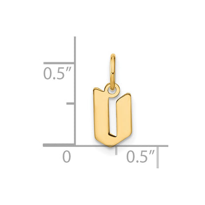 14k Yellow Gold 14ky Lowercase Letter V Initial Pendant