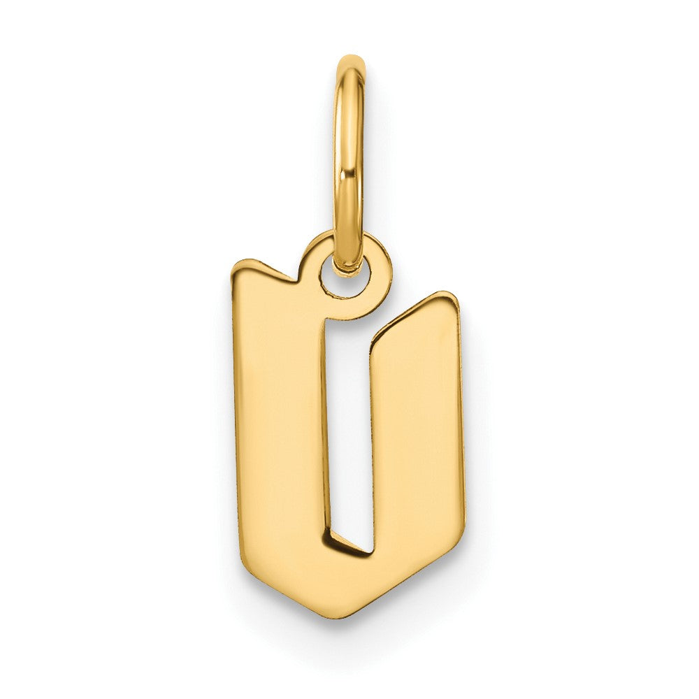14k Yellow Gold 14ky Lowercase Letter V Initial Pendant