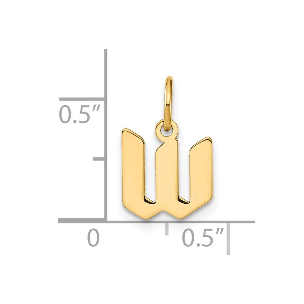 14k Yellow Gold 14ky Lowercase Letter W Initial Pendant