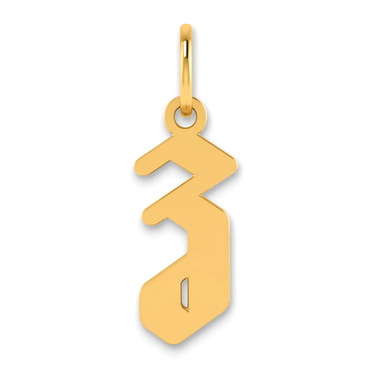 14K Yellow Gold 14Ky Lowercase Letter Z Initial Pendant