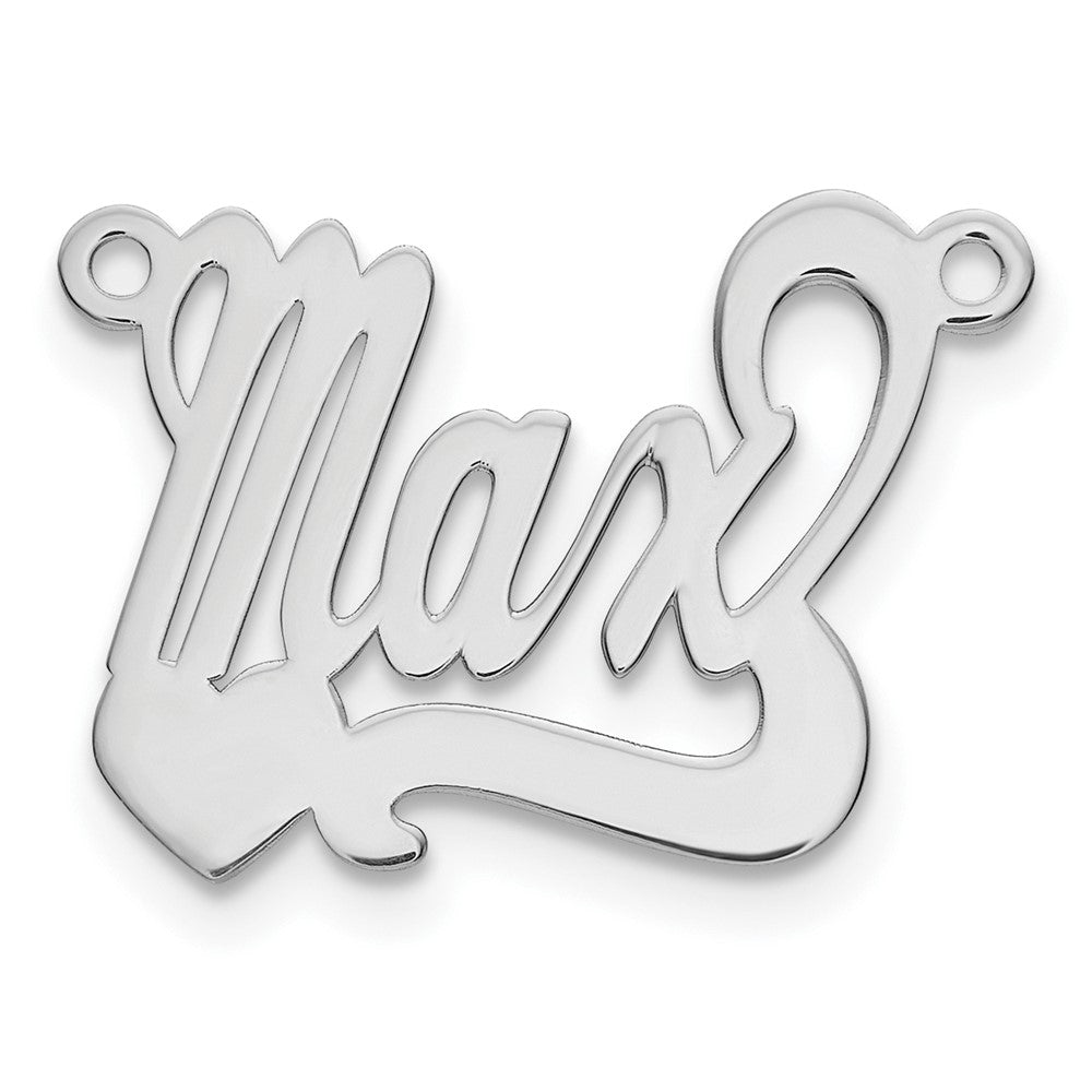 Sterling Silver Silver/Rhodium Plated Polished Heart Name Plate