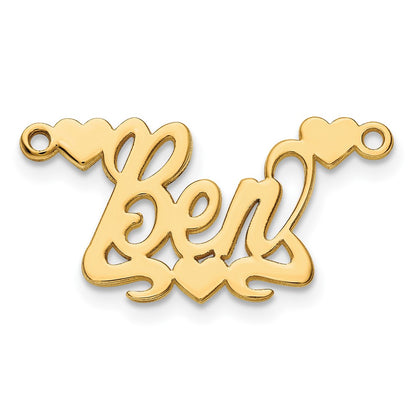 Gold Plated Sterling Silver/Gold Polished Hearts Name Plate