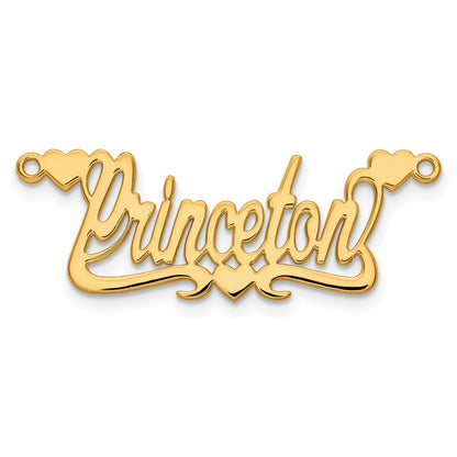 Gold Plated Sterling Silver/Gold Polished Hearts Name Plate
