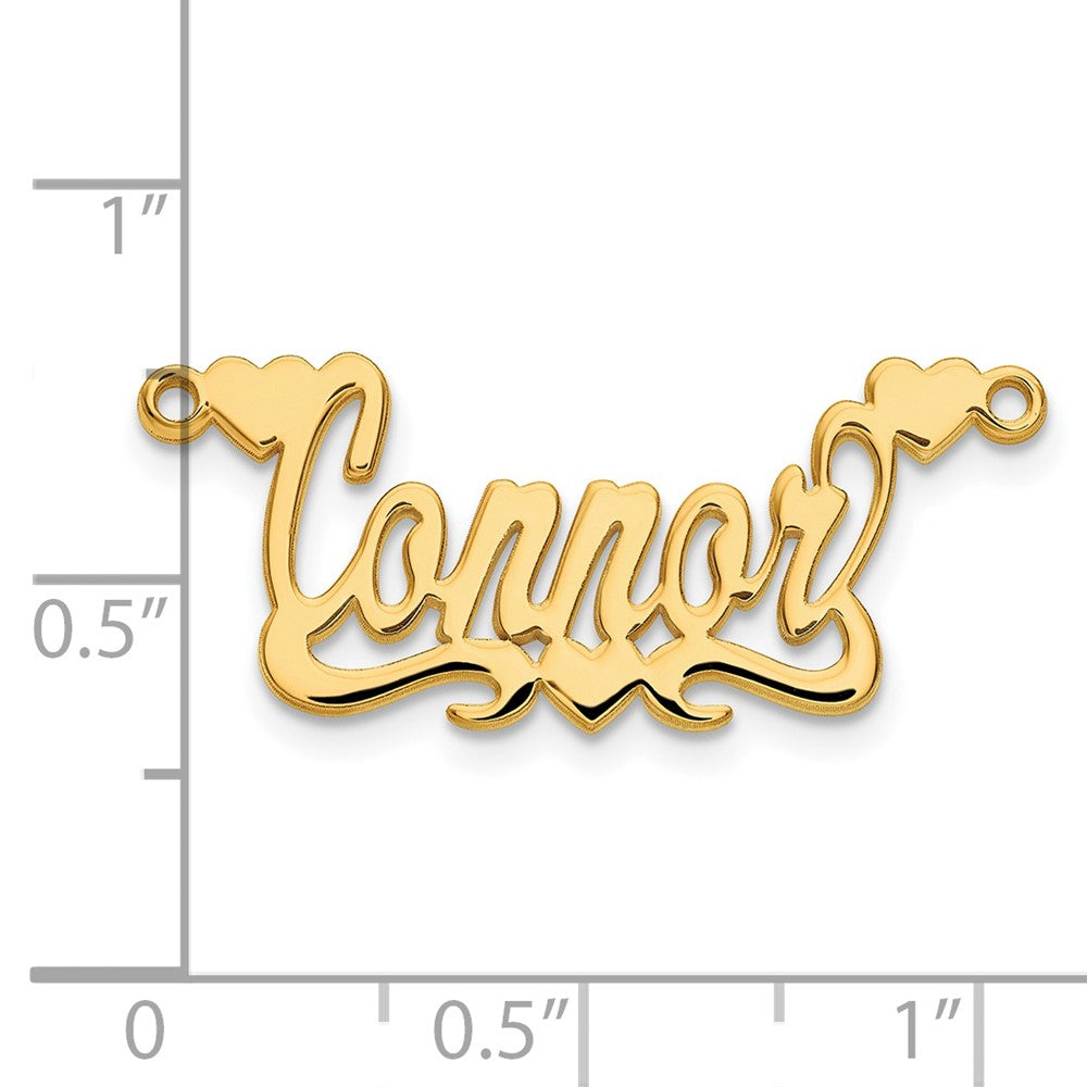 Gold Plated Sterling Silver/Gold Polished Hearts Name Plate