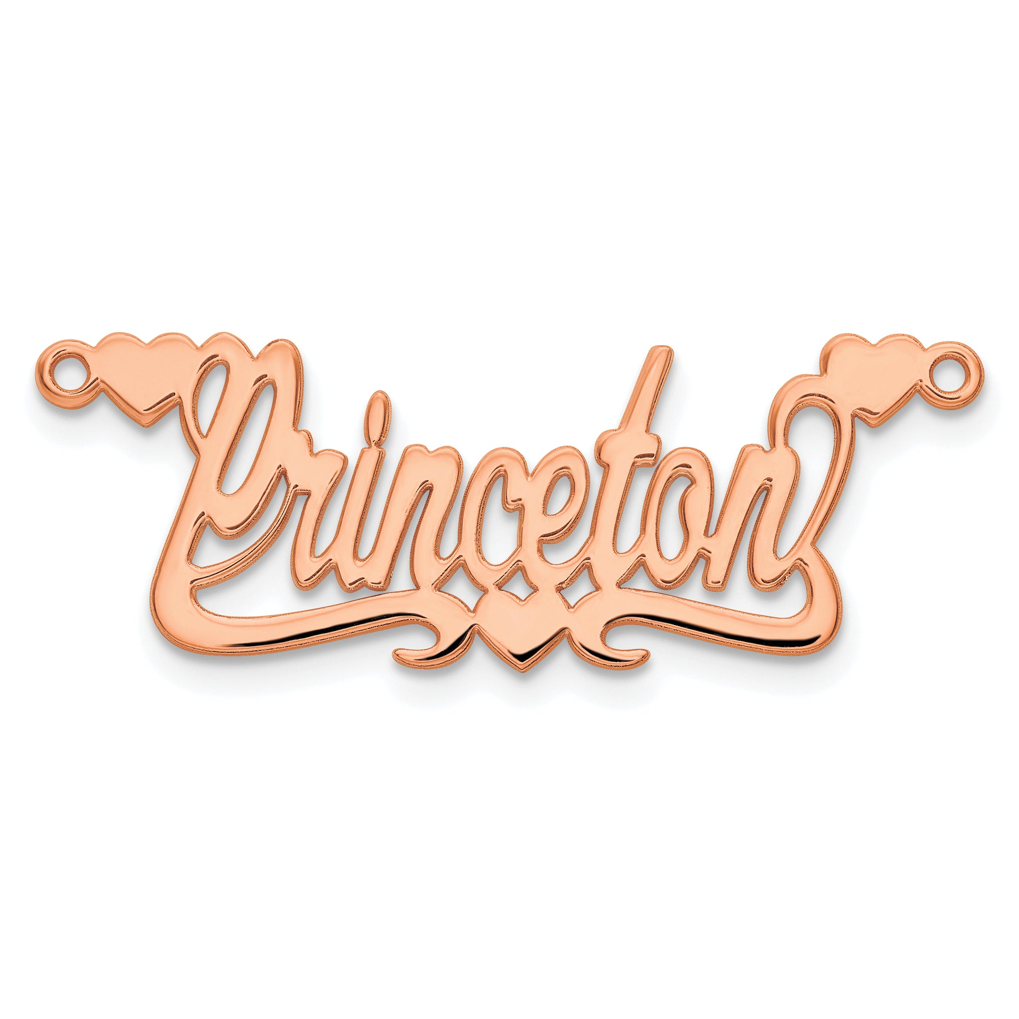 14K Rose Gold Polished Hearts Name Plate