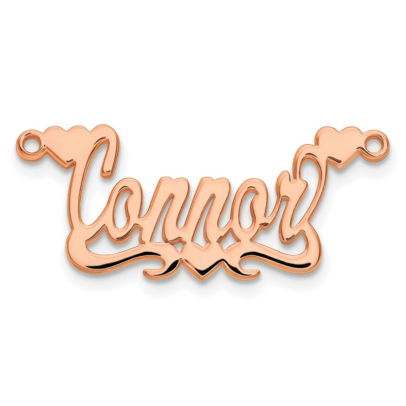 Rose Plated Sterling Silver/Rose Polished Hearts Name Plate