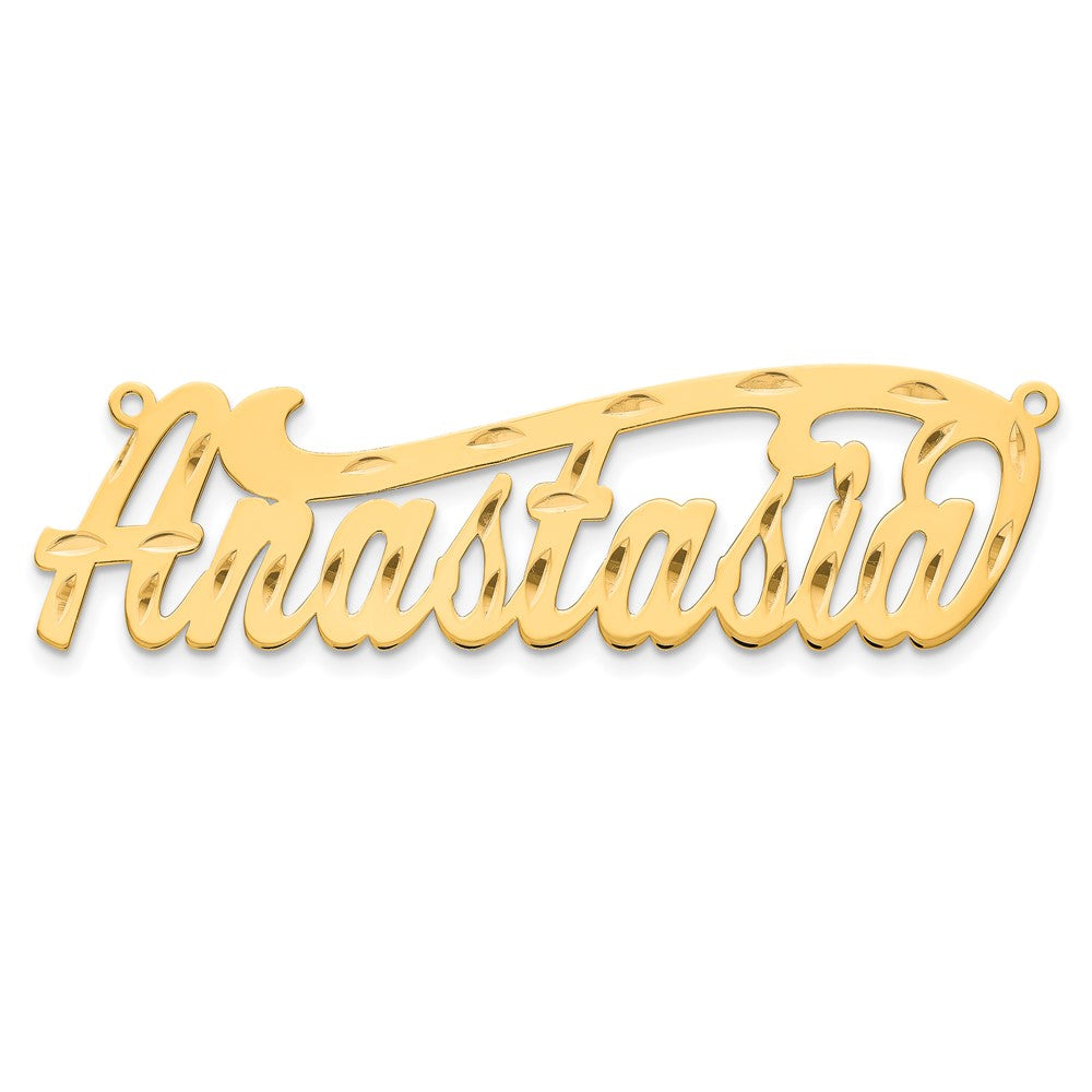 14K Yellow Gold Diamond Cut Name Plate