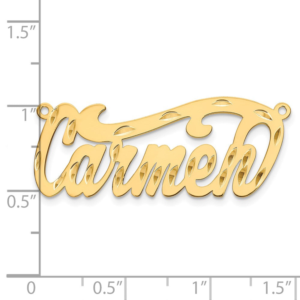 Gold Plated Sterling Silver/Gold Diamond Cut Name Plate