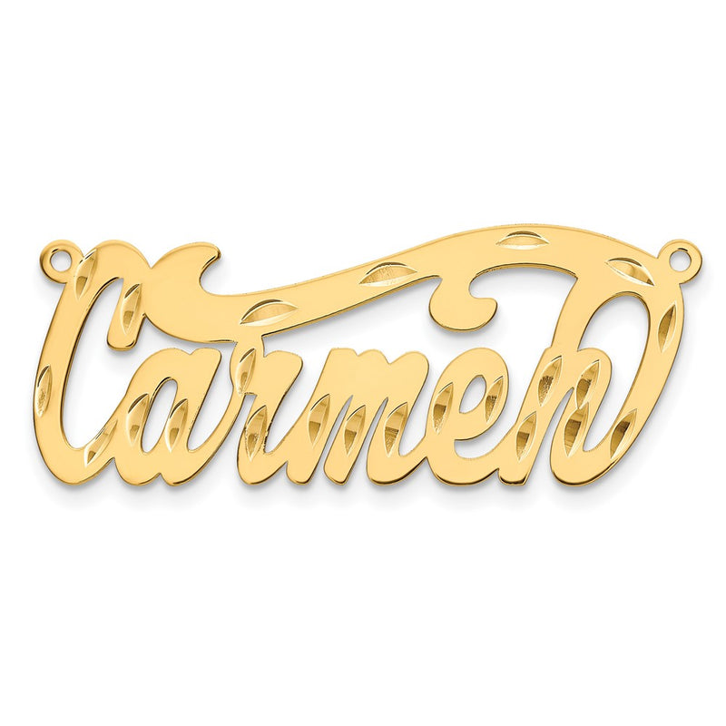 Gold Plated Sterling Silver/Gold Diamond Cut Name Plate