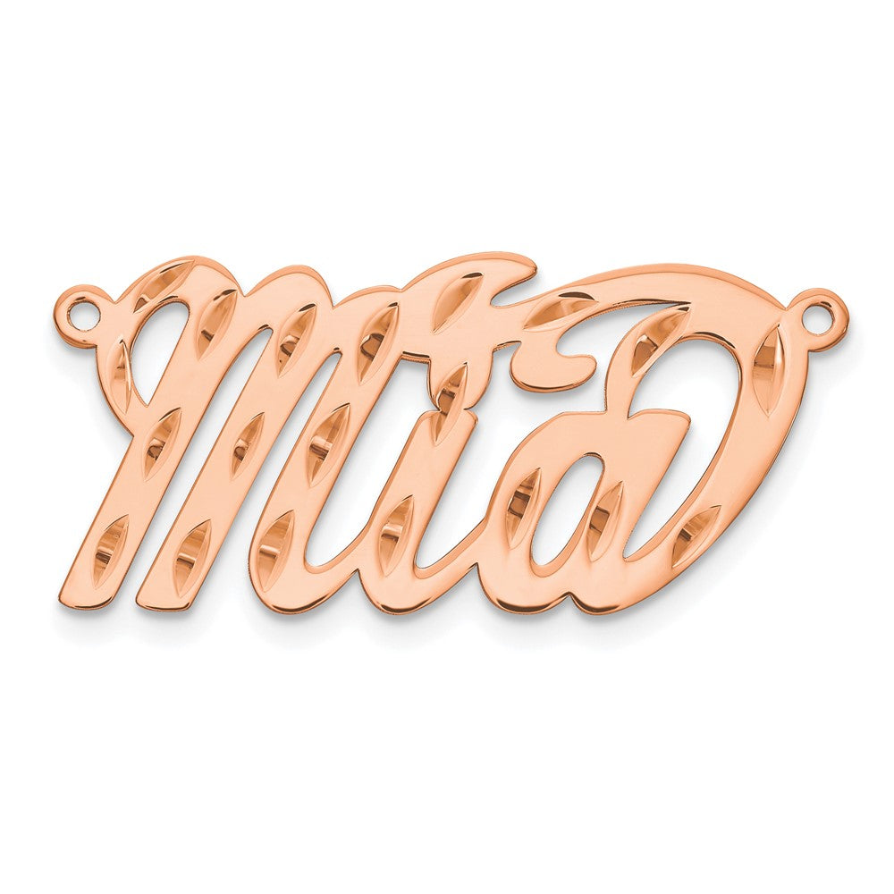 Rose Plated Sterling Silver/Rose Diamond Cut Name Plate