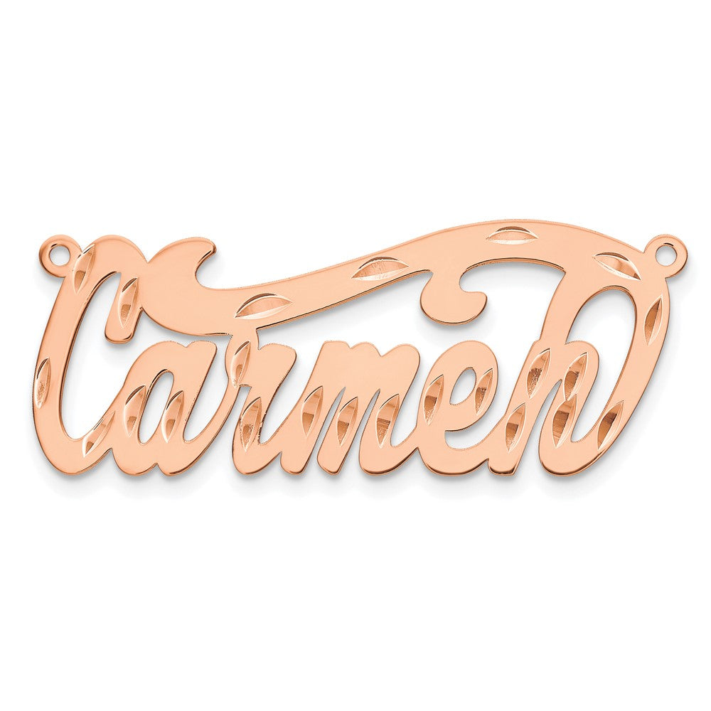 Rose Plated Sterling Silver/Rose Diamond Cut Name Plate